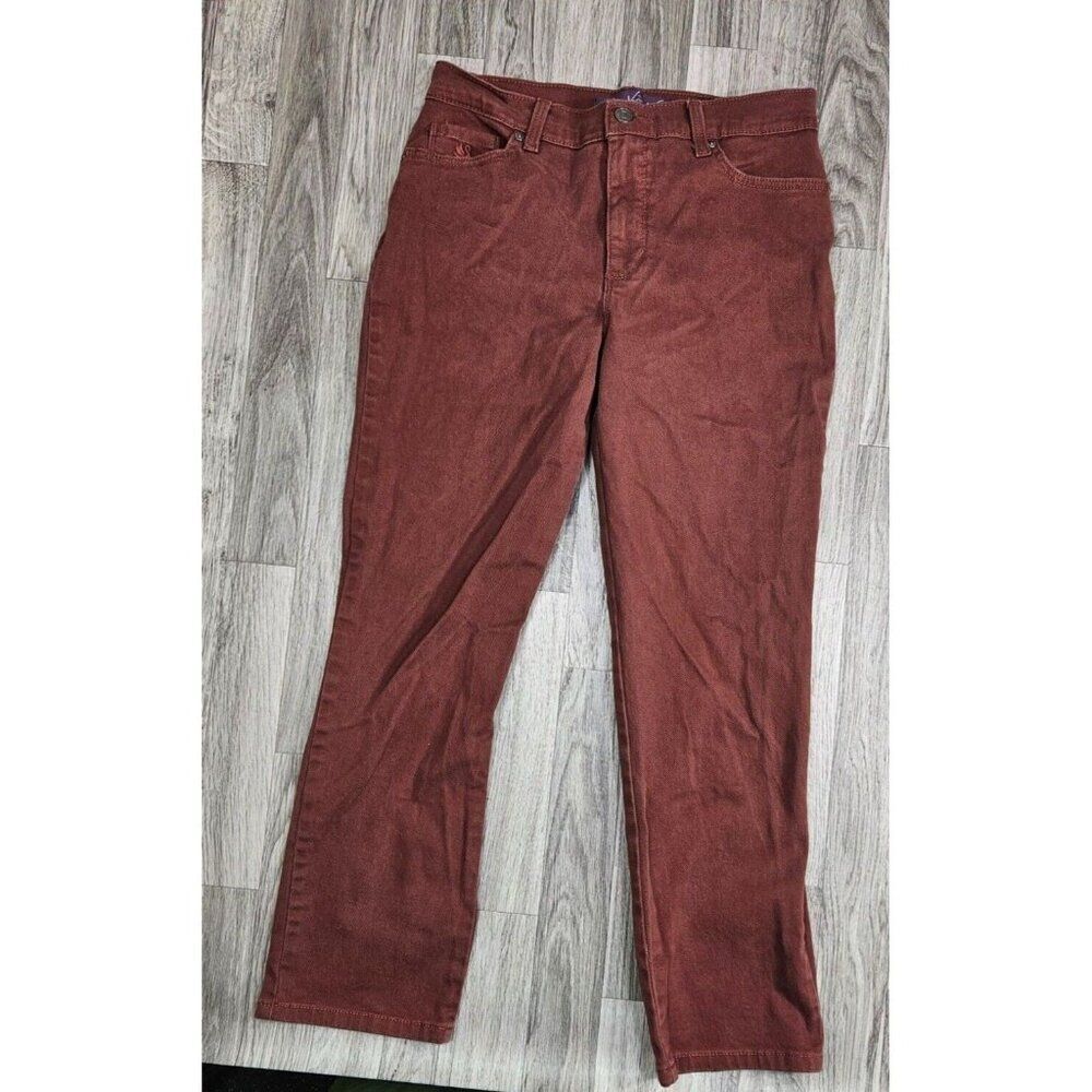 Gloria Vanderbilt Size 8 Short Amanda Straight Leg Red Burgundy Jeans - Picture 1 of 13